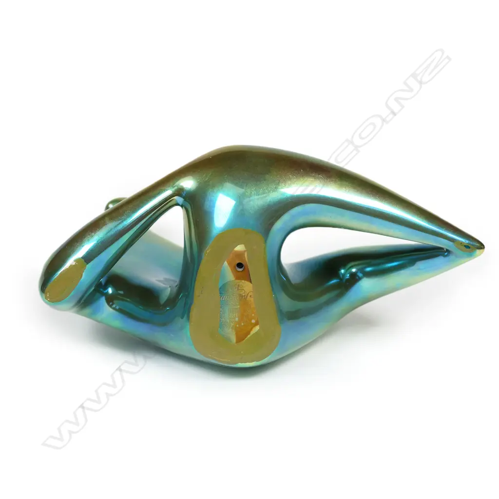 A Hungarian Zsolnay iridescent green glazed figure, Image 1++