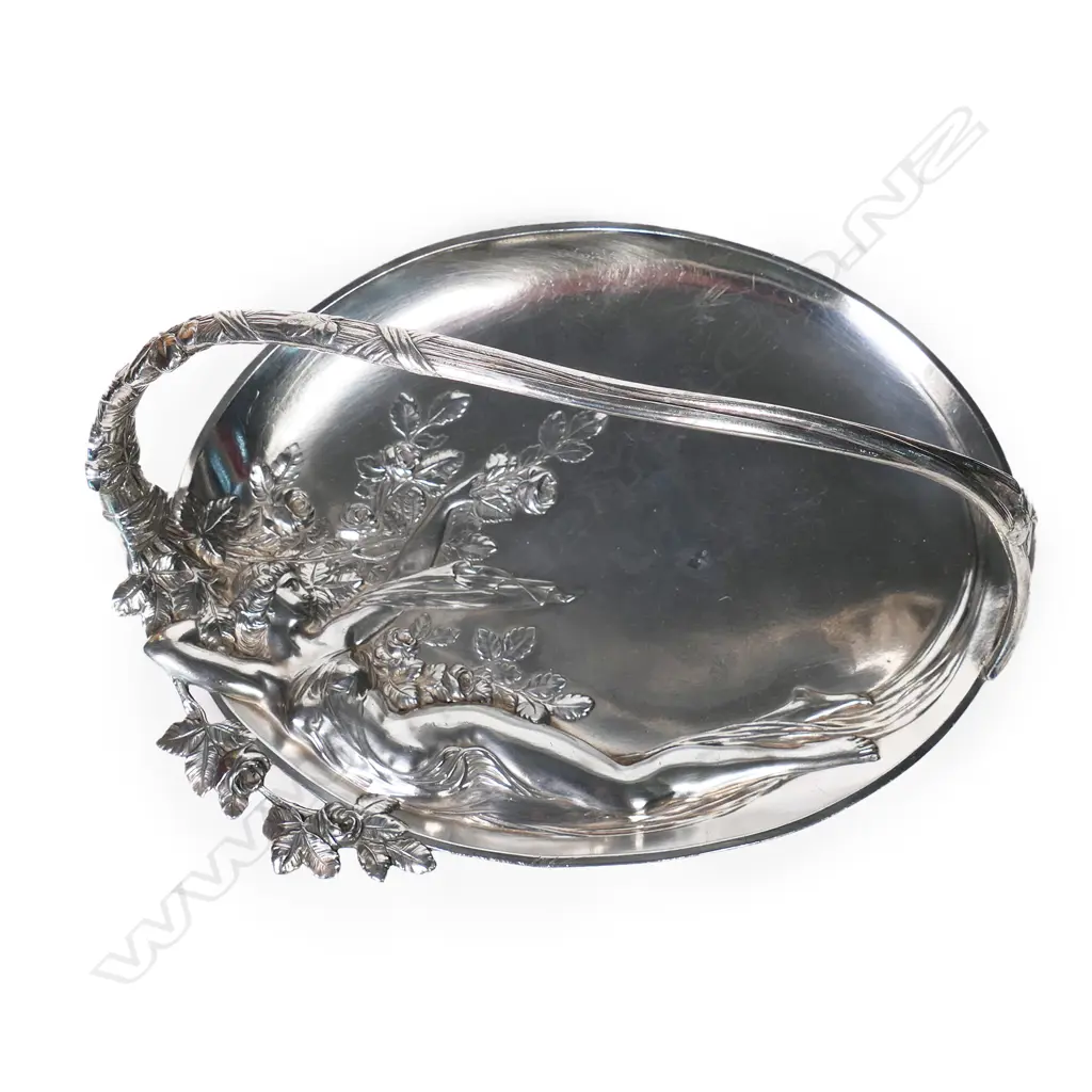 WMF Art Nouveau silver plate maiden tray, Image 1++