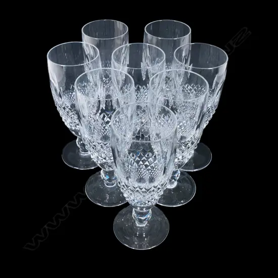 A set of eight Waterford crystal champagne flutes,