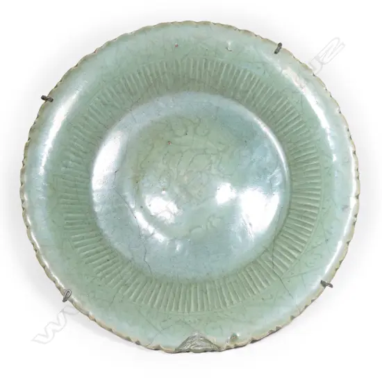 A provincial Ming Longquan celadon large shallow dish