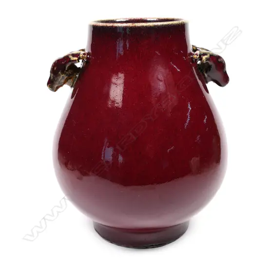 A quality Chinese sang de boeuf glaze porcelain Hu arrow vase,
