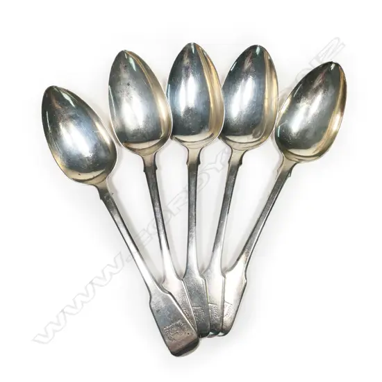 Five late George III silver tablespoons,
