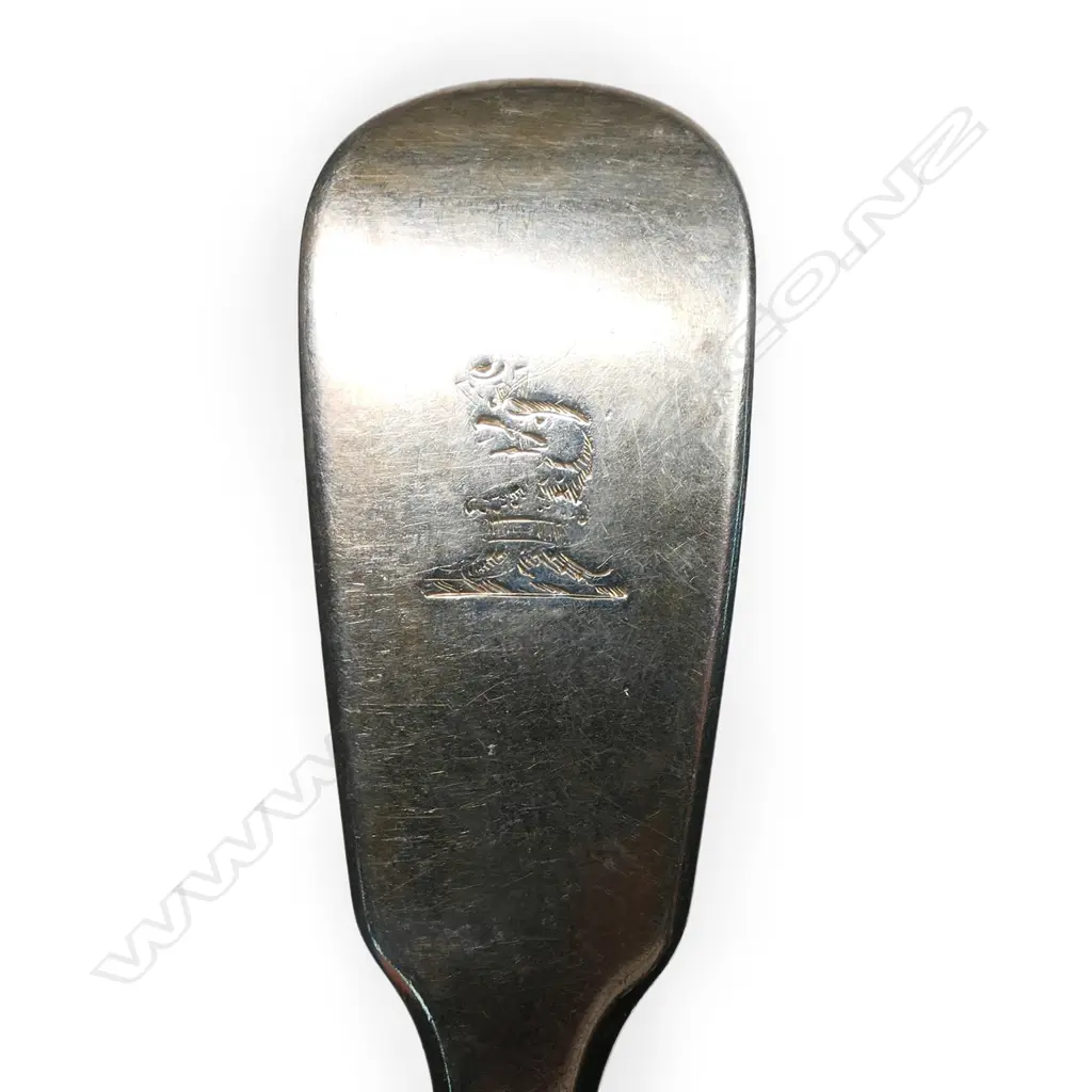 Seven Irish and English 19thC silver fiddle pattern tablespoons, Image 1++