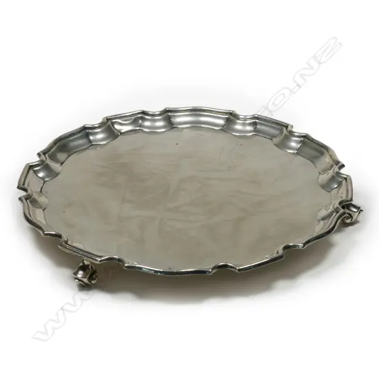 A George VI silver waiter, with piecrust rim,