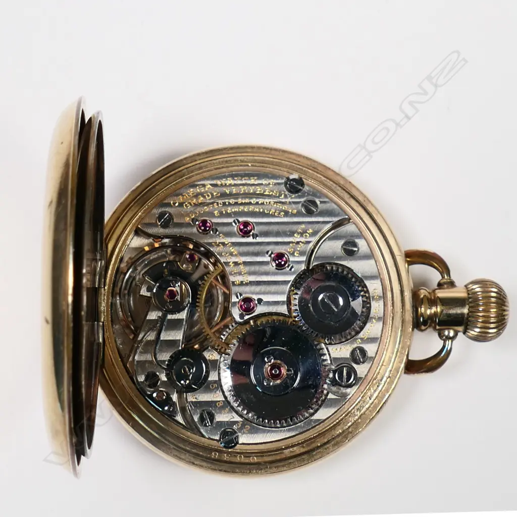 An Omega Chronometre gold plated hunter pocket watch, Image 1++
