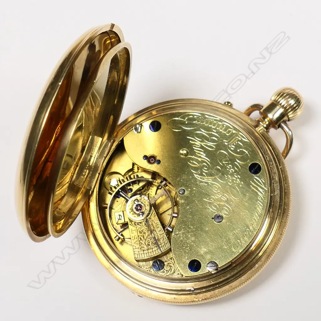A 19thC 18ct gold hunter case pocket watch, by P & A Guy, Clerkenwell, London, Image 1++
