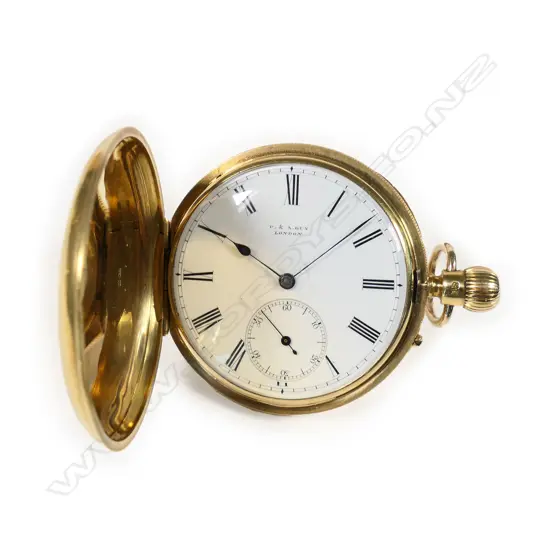A 19thC 18ct gold hunter case pocket watch, by P & A Guy, Clerkenwell, London,