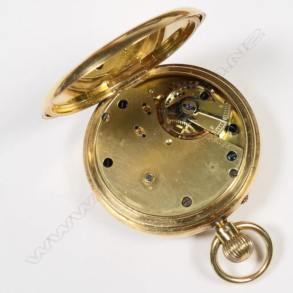 A 19thC 18ct gold open face pocket watch, Image 1++