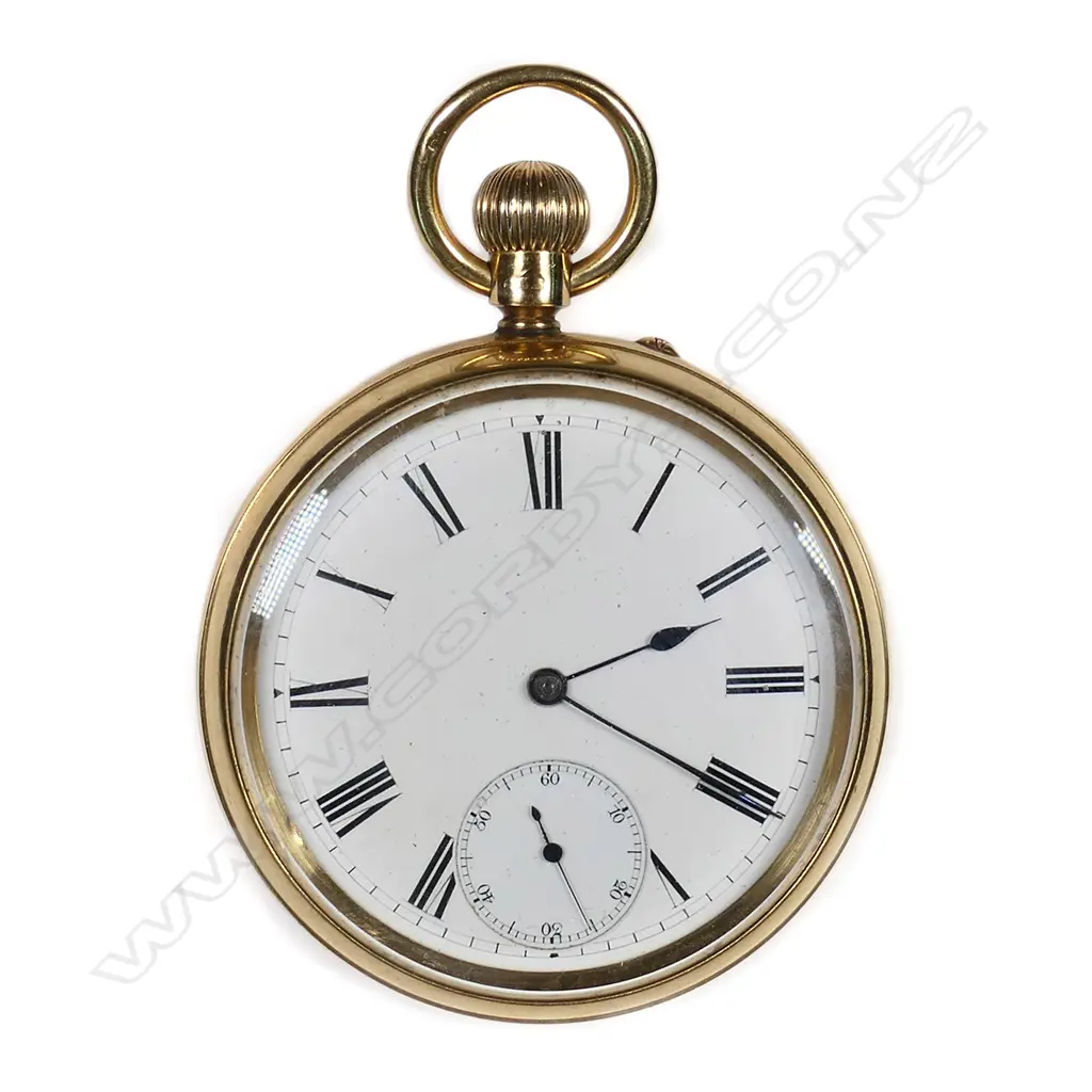 A 19thC 18ct gold open face pocket watch, Image 1++