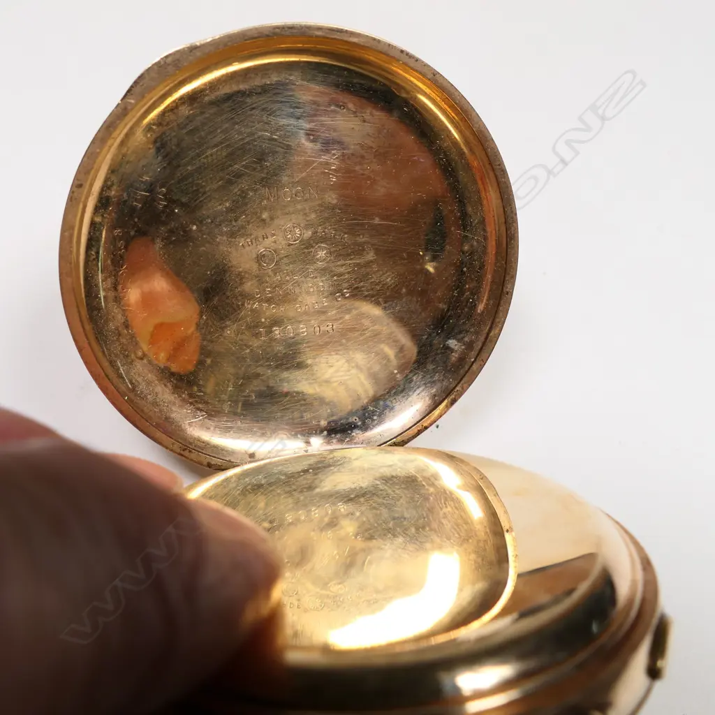 A late 19th/early 20thC gold plated open face centre seconds chronograph pocket watch, by Thomas Russell & Son, Liverpool, with box Image 1++