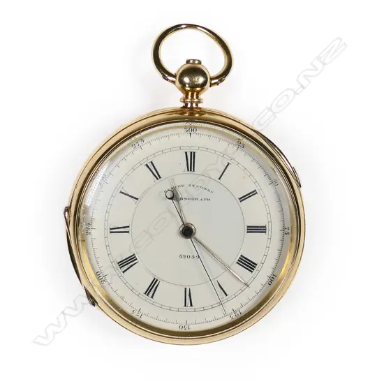 A 19thC 18ct gold open face centre seconds chronograph pocket watch,