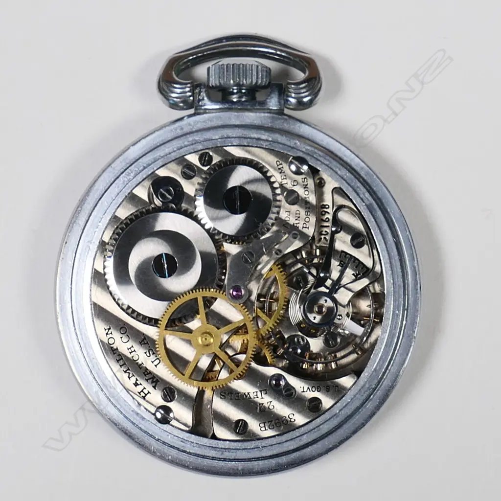 A WWII Hamilton Watch Co. USA Navigation Master pocket watch, dated 1942. Image 1++