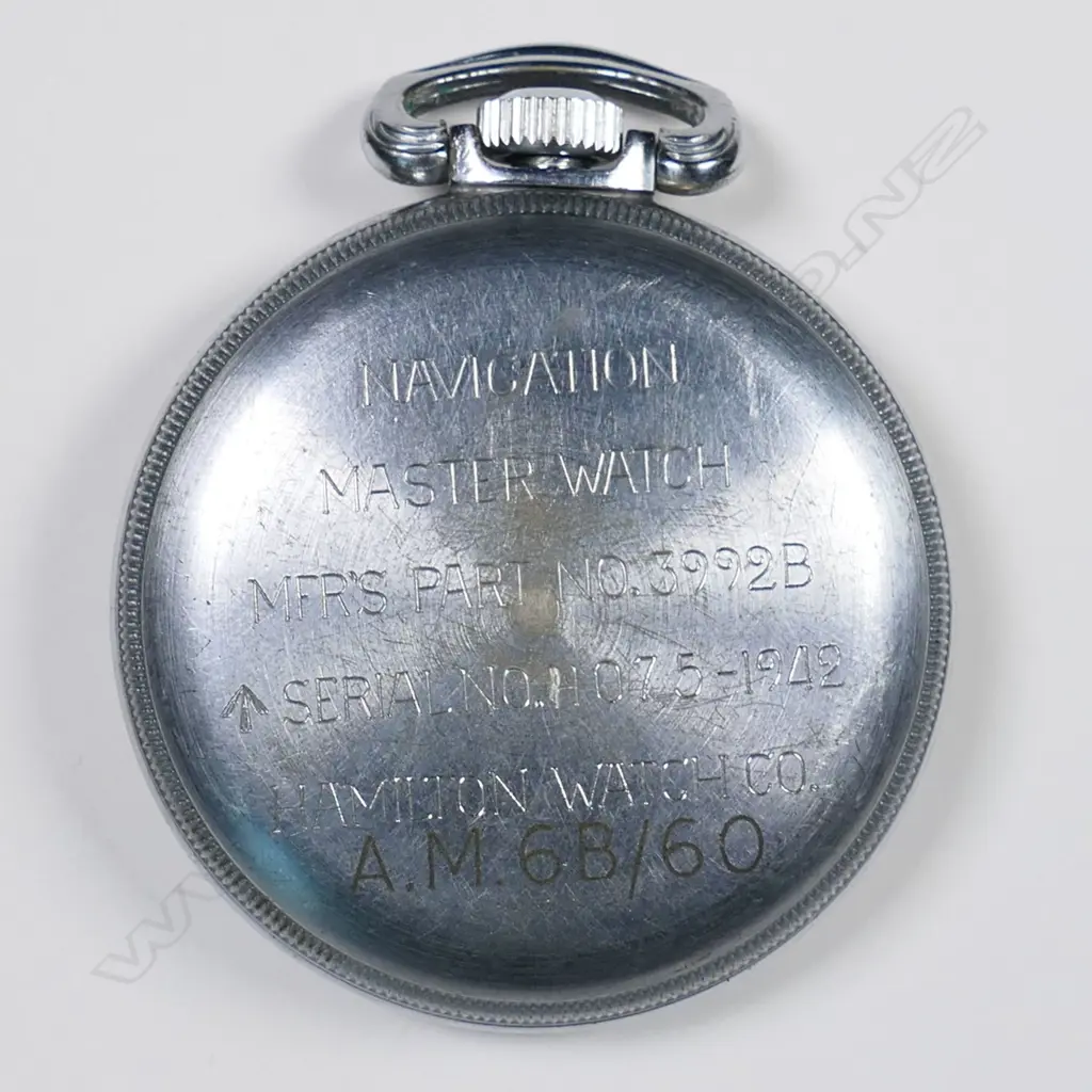 A WWII Hamilton Watch Co. USA Navigation Master pocket watch, dated 1942. Image 1++