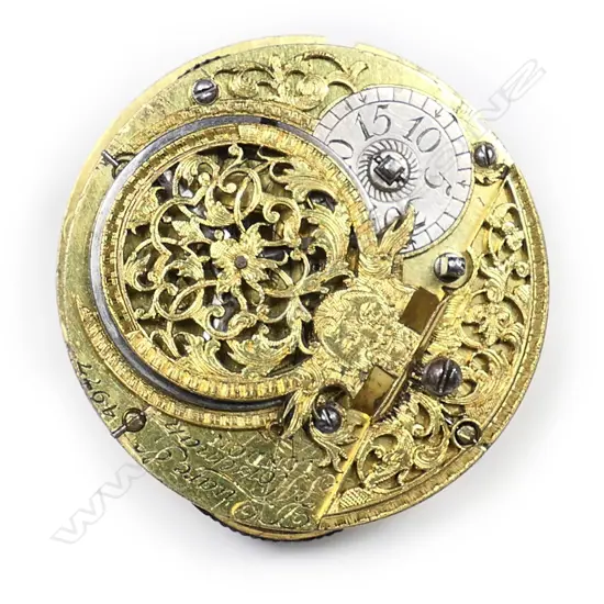 A verge movement by Quare & Horseman, London, c.1725, no dial. Runs.