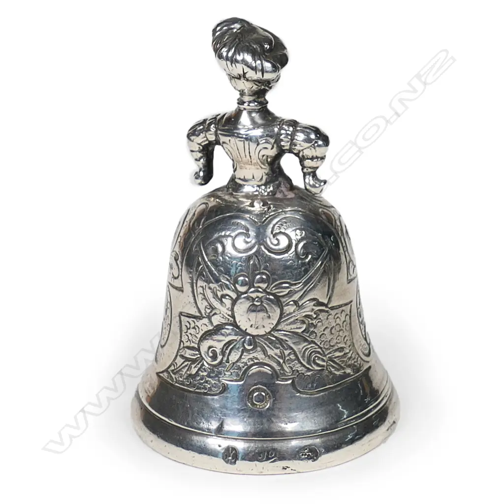 A small silver table bell with figured finial, Image 1++