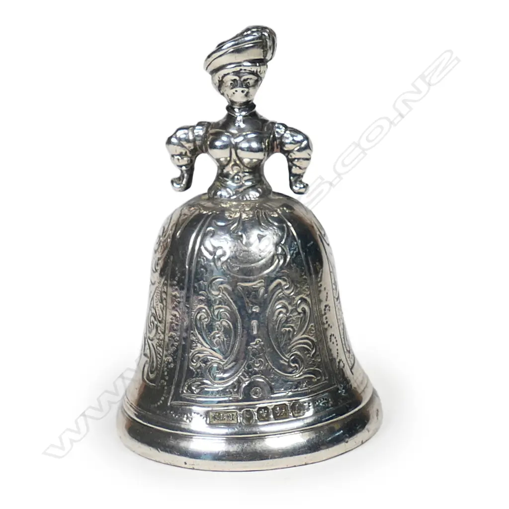 A small silver table bell with figured finial, Image 1++