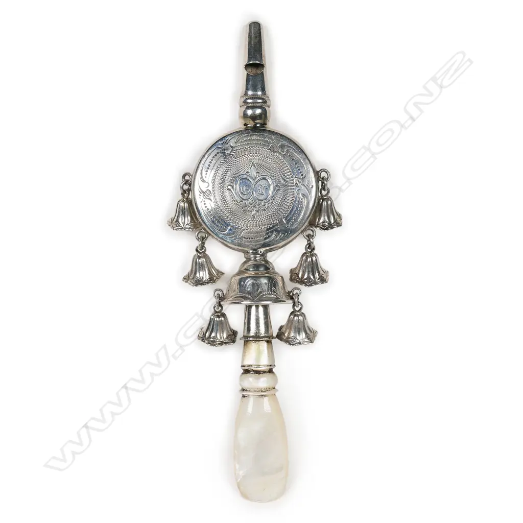 An unusual Victorian silver baby rattle, Image 1++
