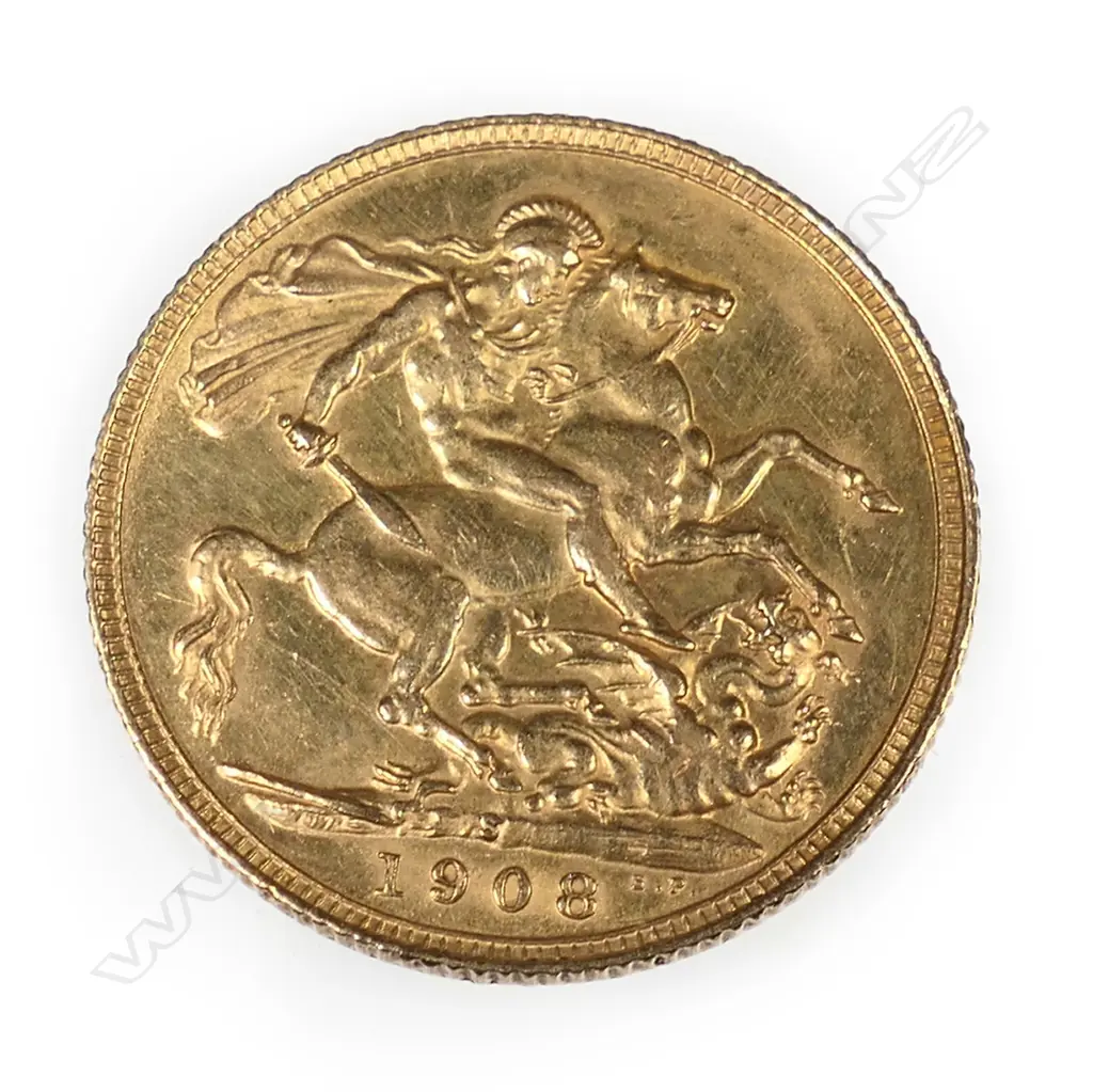 An Edwardian 1908 full sovereign. Image 1++