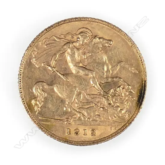 A 1912 gold half sovereign.
