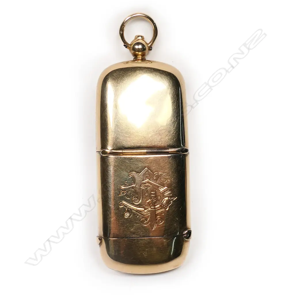 A late Victorian 15ct yellow gold combination vesta / sovereign case, Image 1++