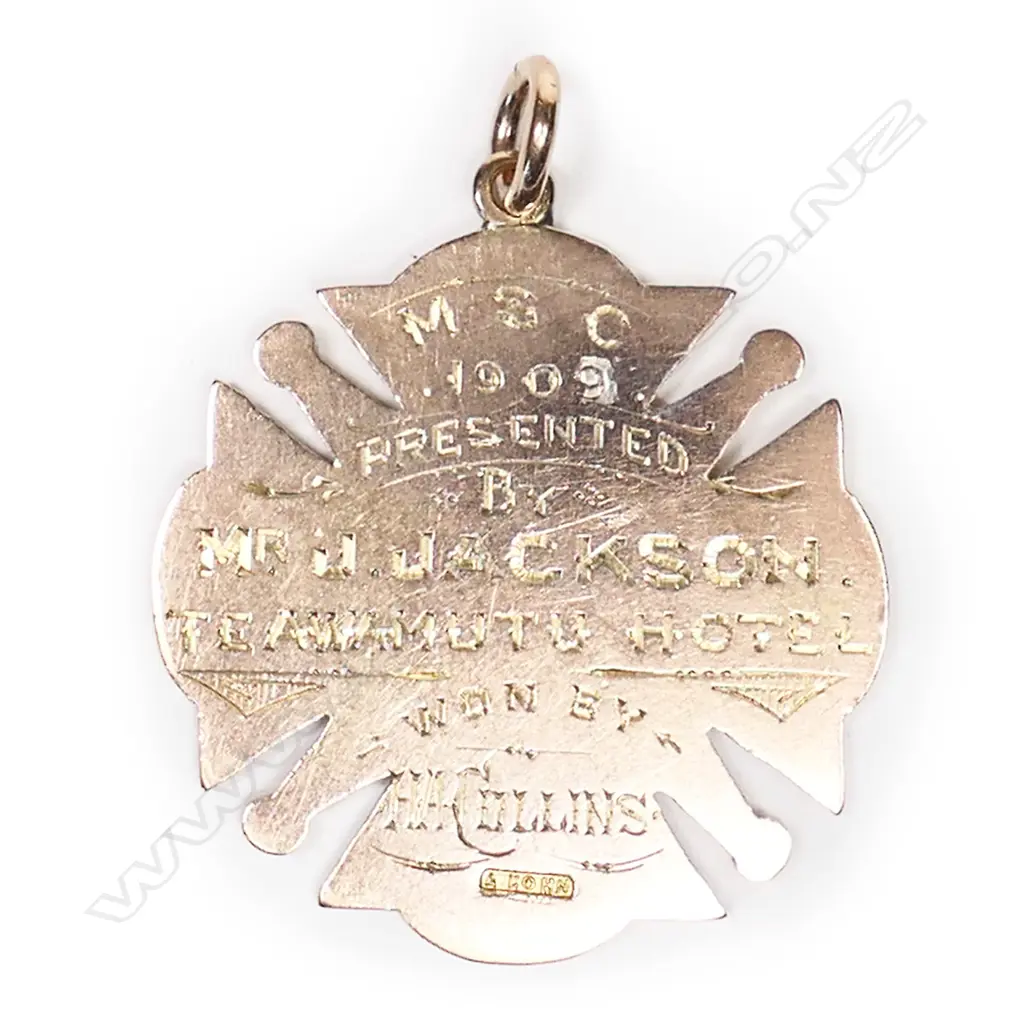 A rare NZ A. Kohn 9ct rose gold shooting medal, Image 1++