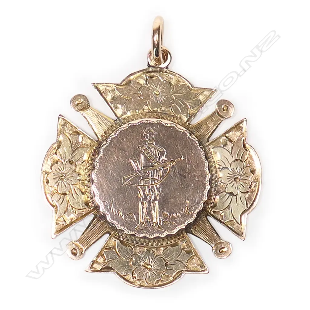 A rare NZ A. Kohn 9ct rose gold shooting medal, Image 1++