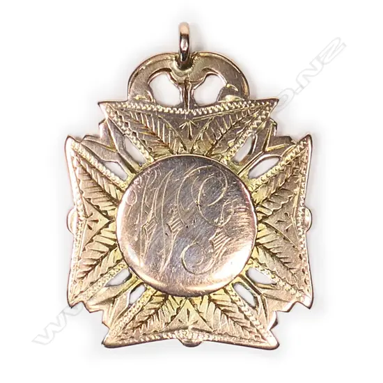 A NZ WWI 9ct rose gold returnee’s fob,