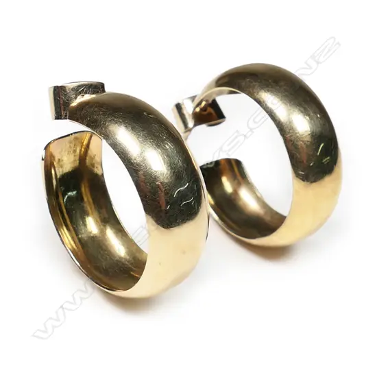 A pair of wide 9ct hoop earrings,