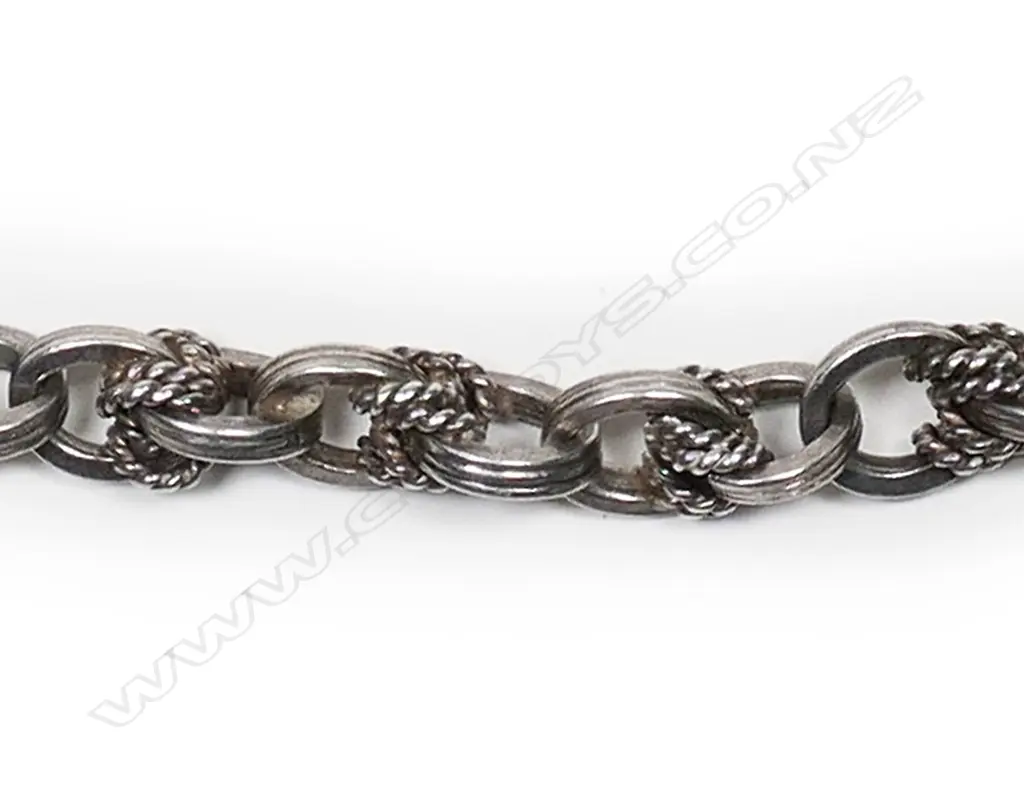 A c.1900 silver Prince-of-Wales link Albert chain, Image 1++