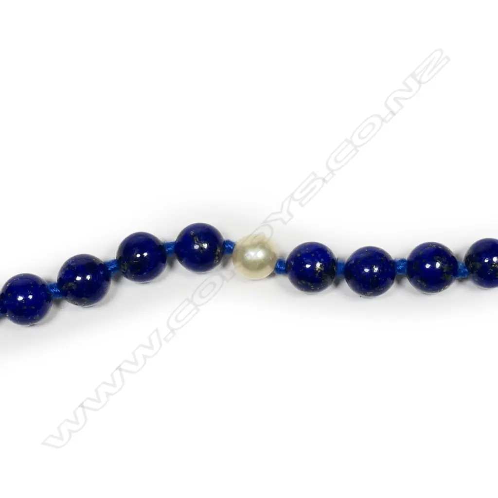 A lapis lazuli and cultured pearl necklace, Image 1++