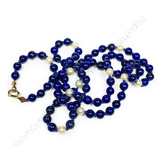 A lapis lazuli and cultured pearl necklace,