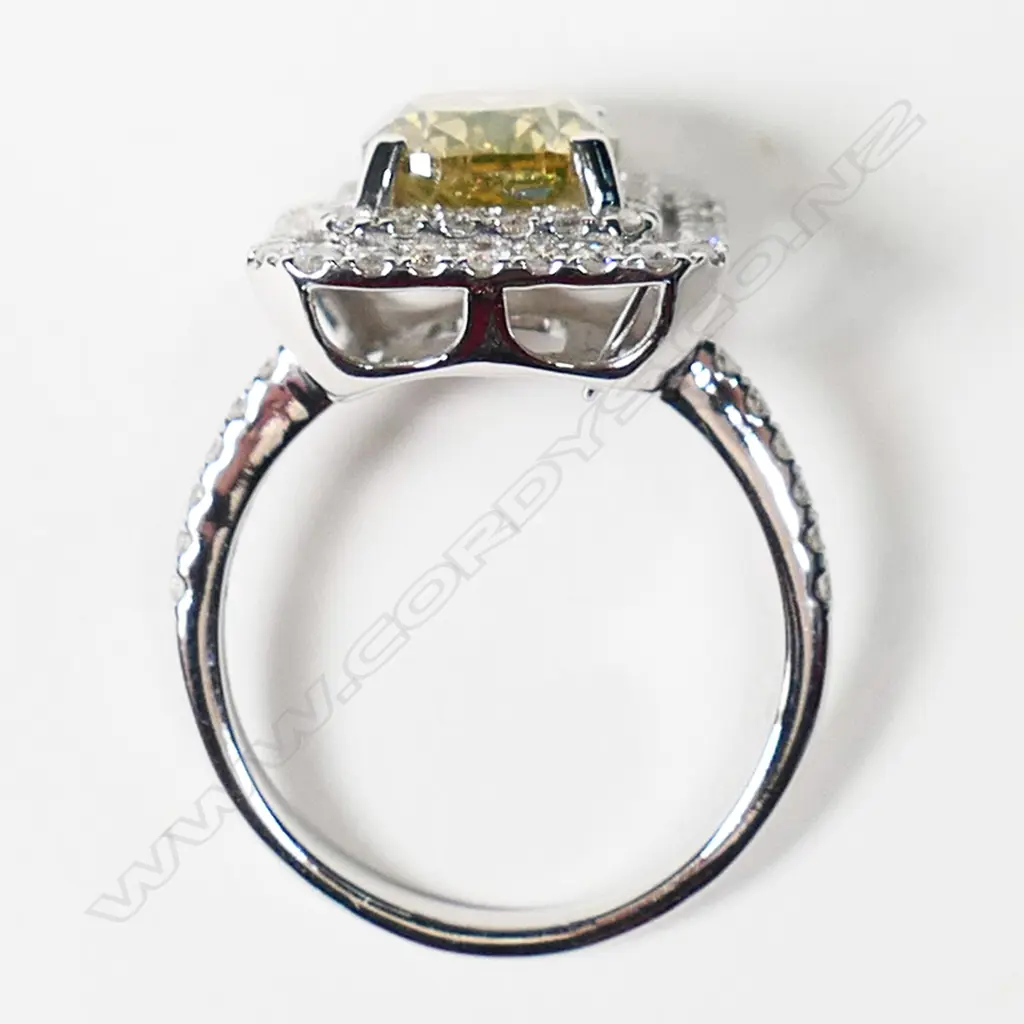 A 14ct white gold and diamond double halo ring, Image 1++