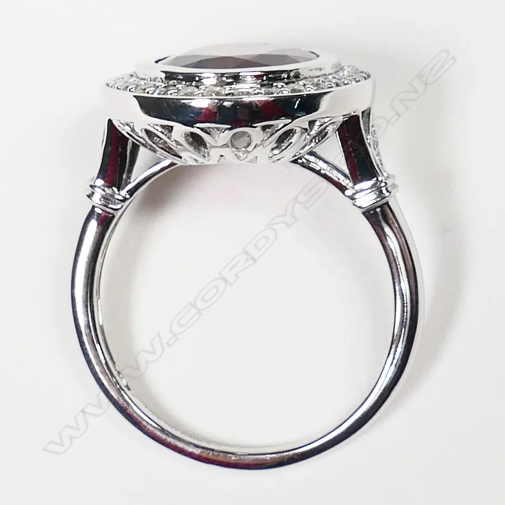 A 14ct white gold, tourmaline and diamond cocktail ring, Image 1++