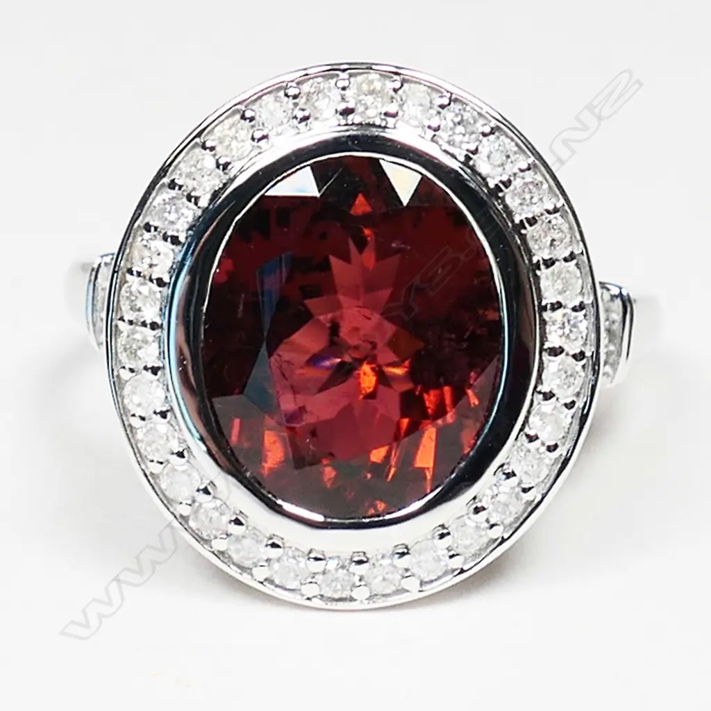A 14ct white gold, tourmaline and diamond cocktail ring, Image 1++