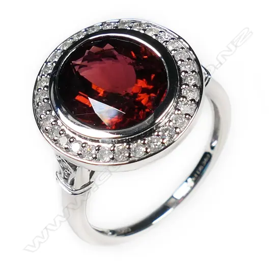 A 14ct white gold, tourmaline and diamond cocktail ring,