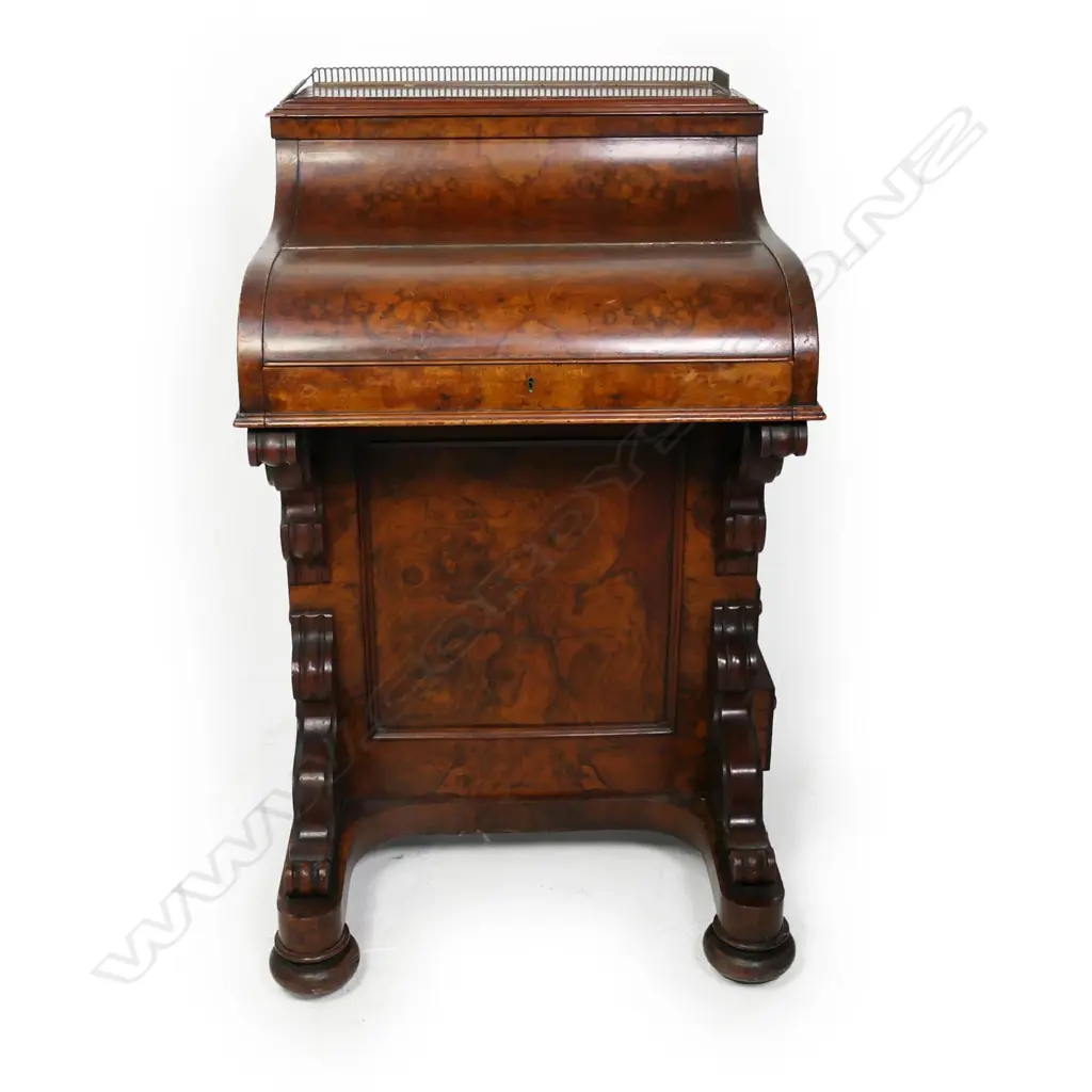 A Victorian burr walnut rise and fall davenport, Image 1++