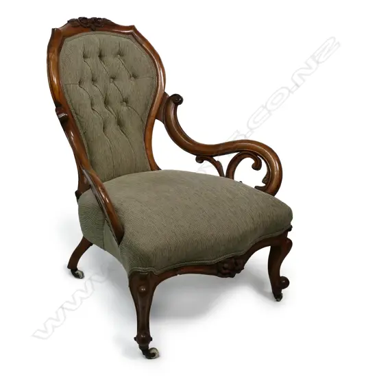 A quality Victorian carved walnut grandfather chair,