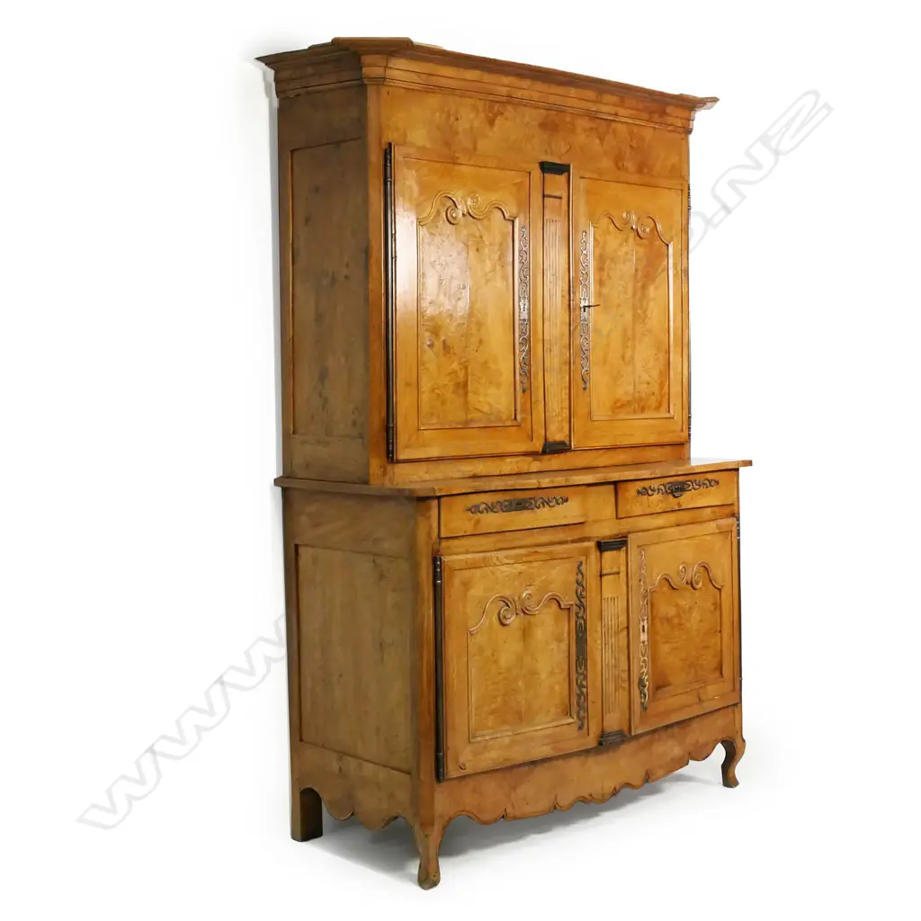 A large 19thC quality French figured fruit wood dresser, Image 1++