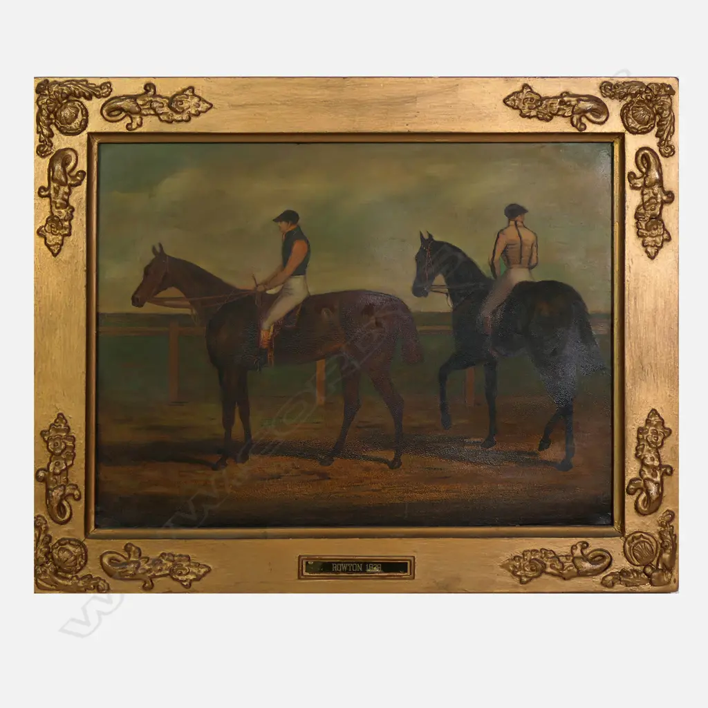A set of six 19thC oil paint on print John Scott trained thoroughbred racehorse artworks, Image 1++