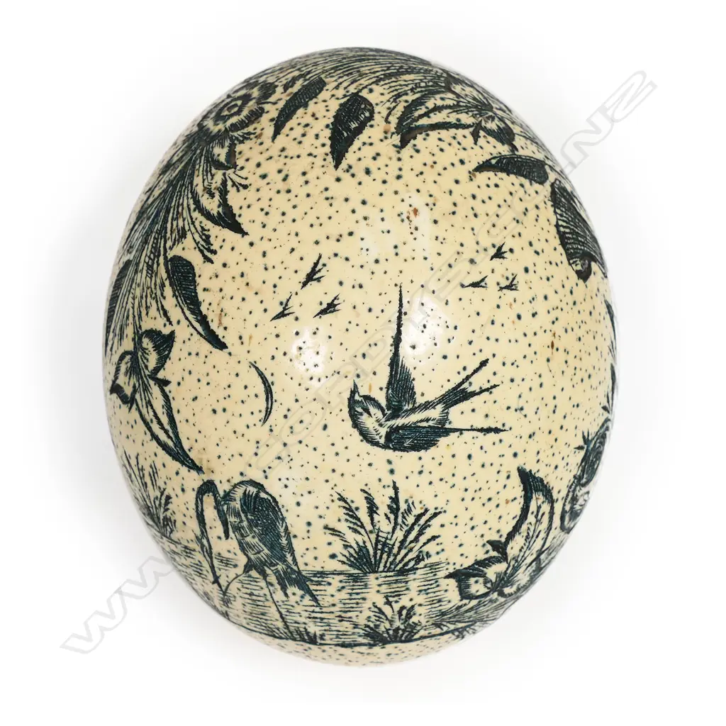 An ostrich egg, decorated in Aesthetic Movement manner, Image 1++