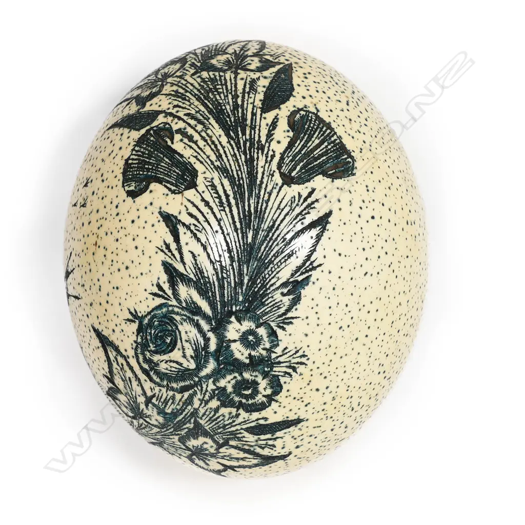 An ostrich egg, decorated in Aesthetic Movement manner, Image 1++