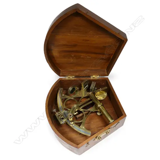 A 7" radius brass sextant by C. Plath, Germany,