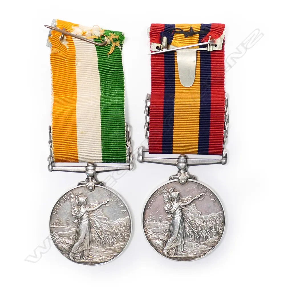 A pair, Queen's and King's South Africa medals with clasps and ribbons, Image 1++
