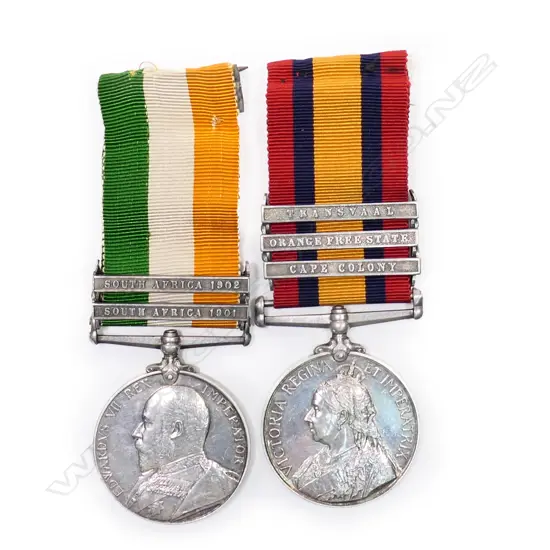 A pair, Queen's and King's South Africa medals with clasps and ribbons,