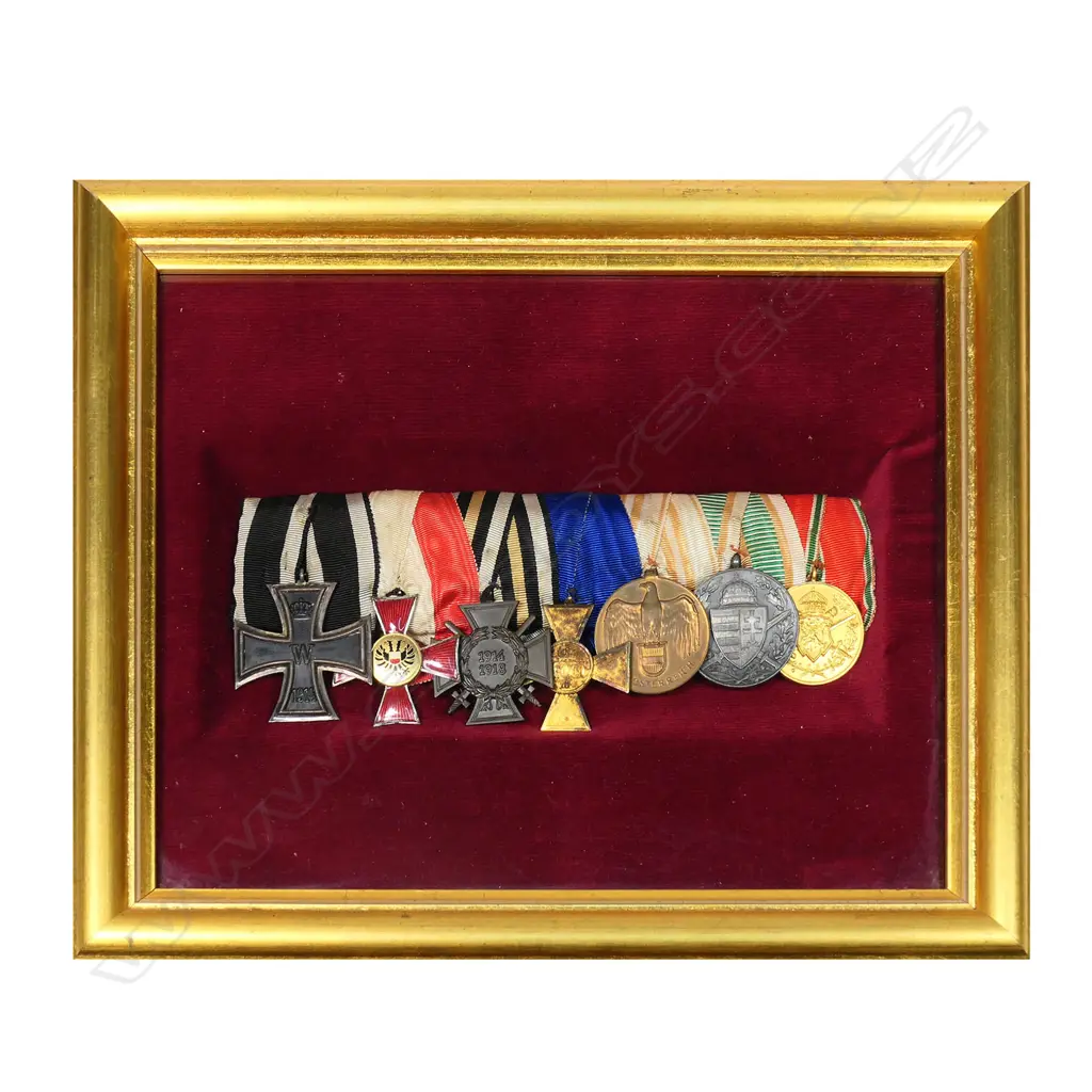 Seven German veteran's parade mounted medals, framed (245 x 295mm), Image 1++