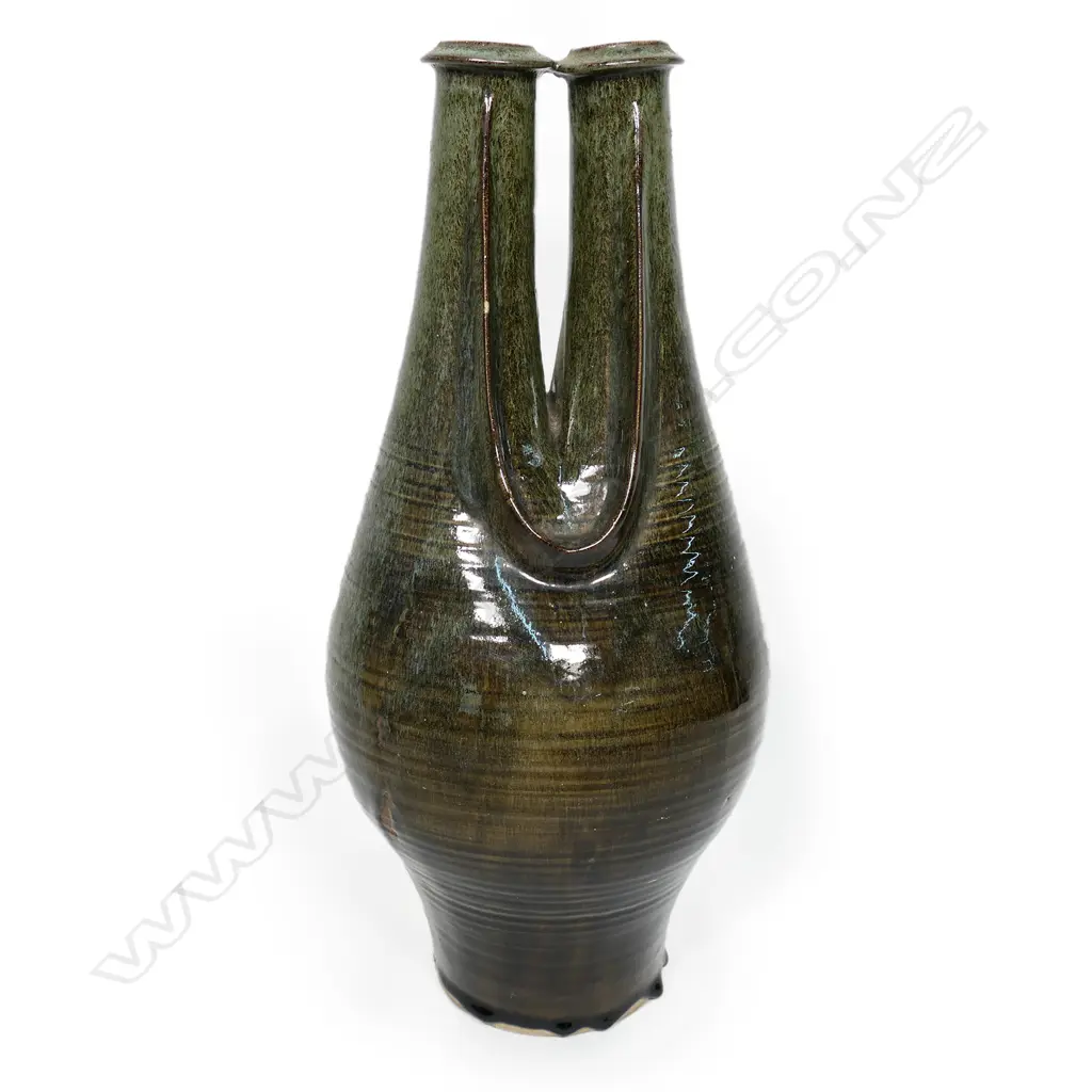 Richard Cadness pottery sculpted twin spout large vase, Image 1++