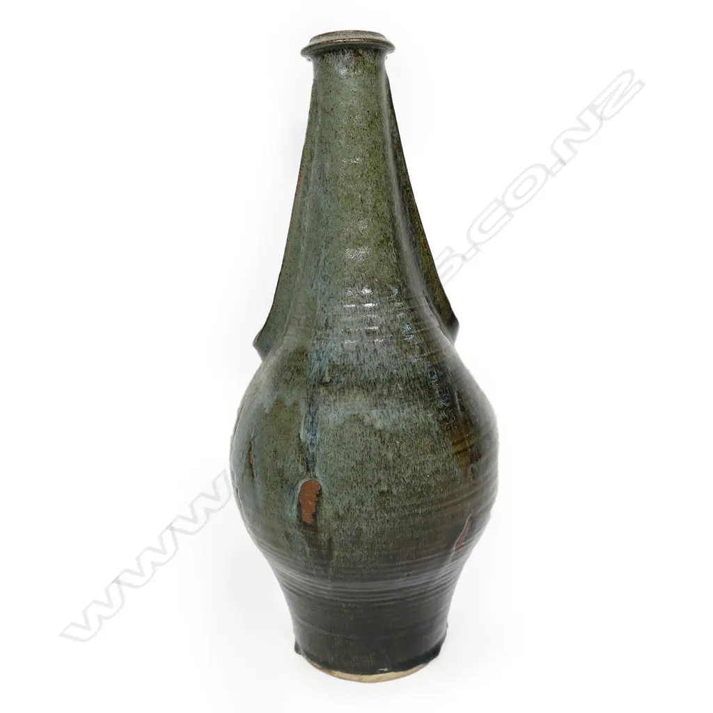 Richard Cadness pottery sculpted twin spout large vase, Image 1++