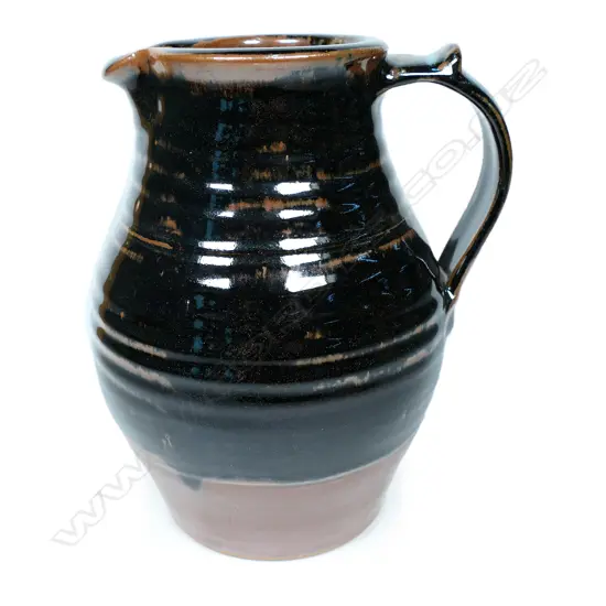 Peter Stichbury tenmoku glazed jug,