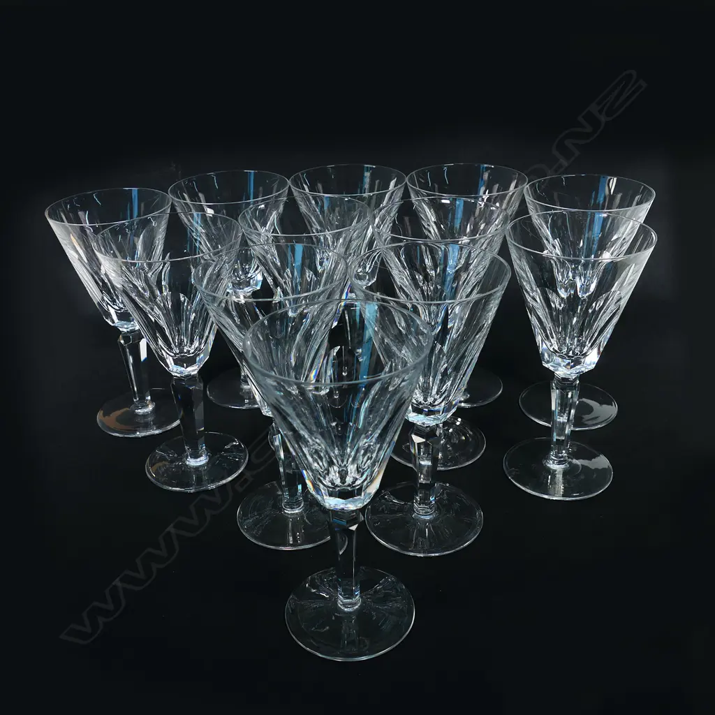 Twelve Waterford crystal conical bowl wine glasses, Sheila pattern, Image 1++