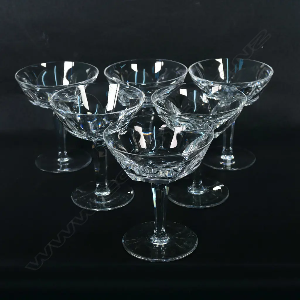 Six Waterford crystal champagne coupes, Sheila pattern, Image 1++